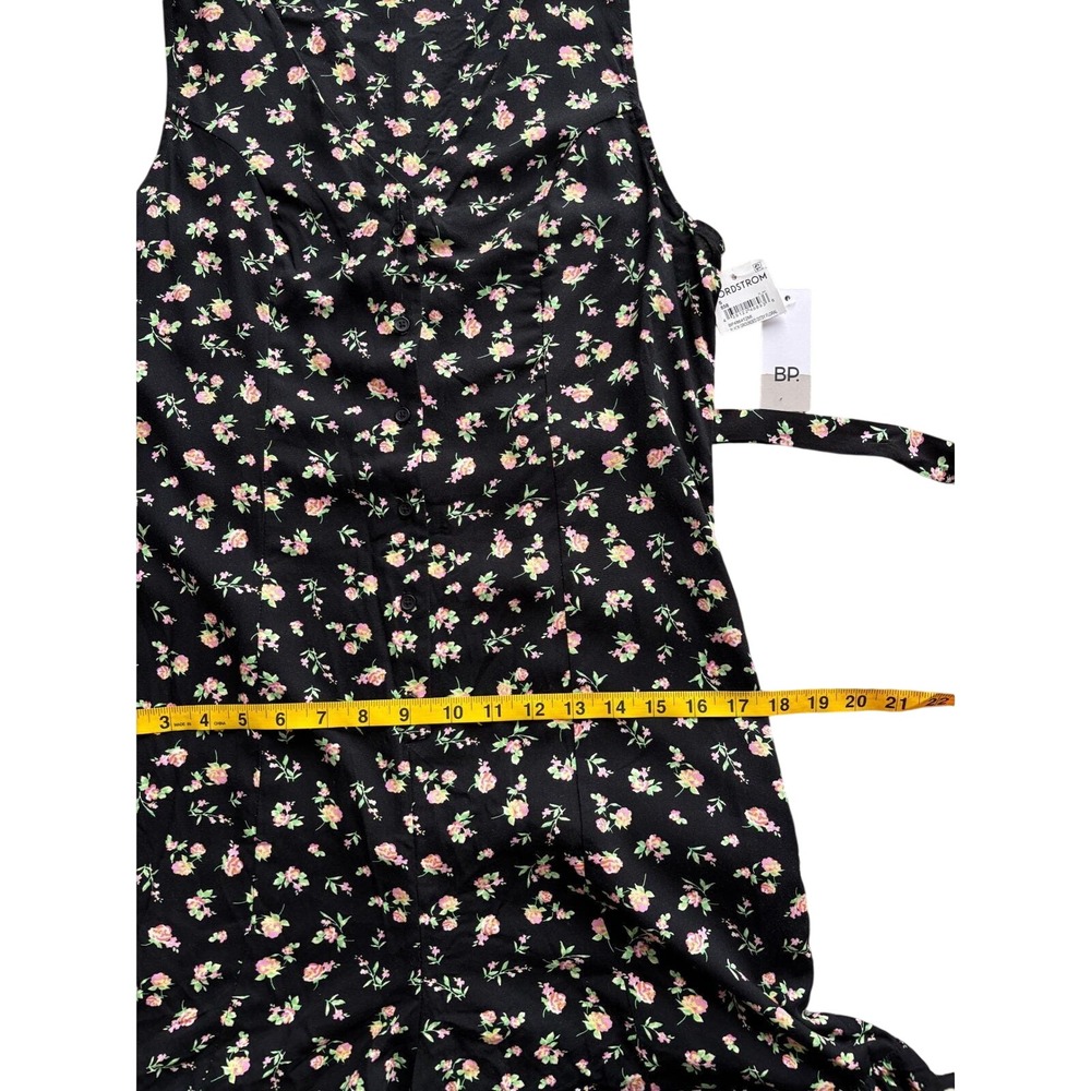 VIntage Y2K BP Nordstrom Black Ditsy Floral Button Front Ruffle Hem Romper - Picture 8 of 10